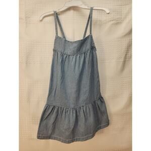 Carters Dress Girls Size 7 Denim Sleeveless Midi Summer Spring 100% Cotton Blue